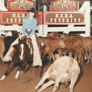 Donna Lavender  Image: Donna Lavender showing at the 1997 NCHA Futurity. 