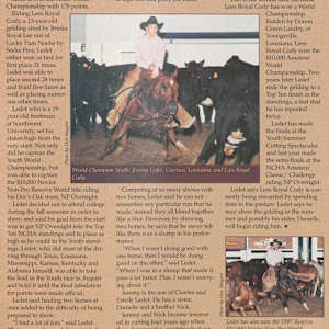 Jeremy Ledet  Image: Jeremy Ledet and Lees Royal Cody article in the 1998 NCHA Chatter. 