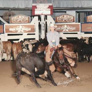 Christy Leeth  Image: Christy Leeth showing at the 1999 NCHA Derby Amateur. 
