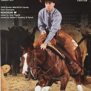 1992 - 2021: NCHA Open Futurity Champions (Chatter Edition)  Image: 2009 NCHA Open Futurity Champion, Rockin W, shown by Tony Piggot. 