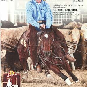1992 - 2021: NCHA Open Futurity Champions (Chatter Edition)  Image: 2011 NCHA Open Futurity Champion, Oh Miss Caroline, shown by Craig Thompson
