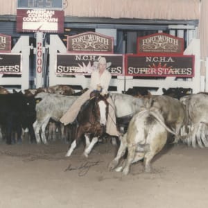 Linda Mussallem  Image: Linda Mussallem riding Big Gun at the 2000 Super Stakes and showing in the Classic Non-Pro, tying for 6th/7th place.