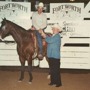 Steve Miles  Image: Steve Miles at the NCHA Summer Spectacular, riding Tamu Lena.