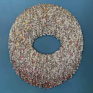 Treasure 2.7 (open center, red striations) by Virginia Fleck 