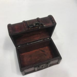Wood box with brass accents 
