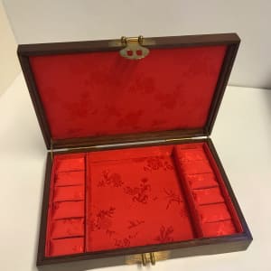 Wood Box With Red Lining, Chinese Style 