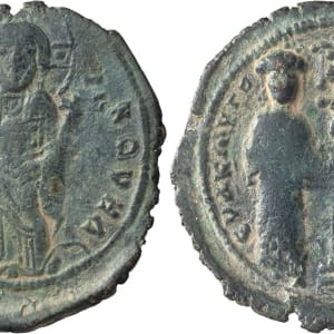 Byzantine Bronze Follis,  Constantine X and Eudocia 