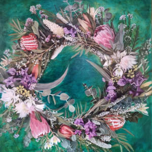 Wreath in a Sea of Turquoise by Miranda Free 