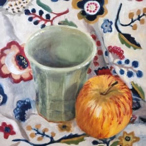Celadon Cup and Apple by Miranda Free