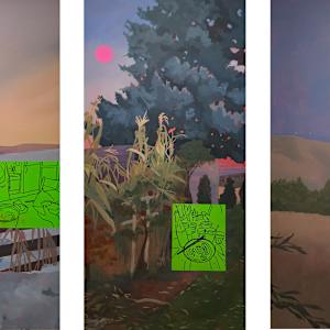 Backyard Through the Seasons (triptych) by H.R. Emi