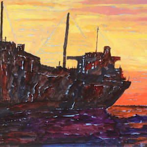 Crepuscule - Old Freighter by David Haughton