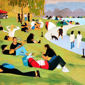 Sunday Evening at Echo Lake, LA - While Tents Around by Gang (Grant) Peng