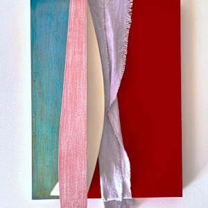 A composition with red, lavender, and phthalo turquoise. by Steffani Bailey