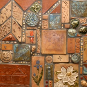 Clay quilt and clay panels by Helen Helwig 