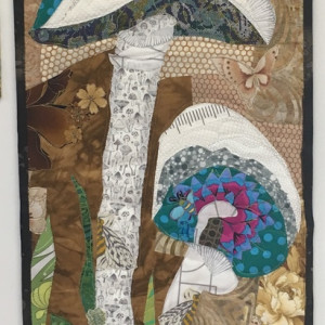 Mushroom Patch with a Flower-Headed Flamingo by Audrey Hyvonen