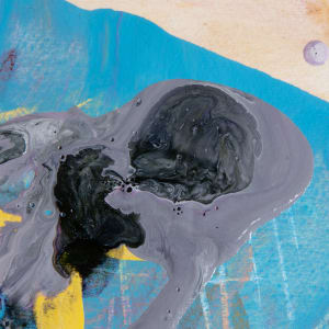 Please Let's Not Make the Diving Board Too High  Image: detail 7, poured paint in black and grey over blue