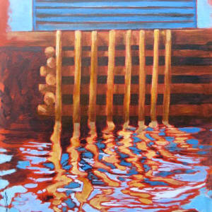 Dockside Reflections by Karen Phillips~Curran  Image: Dockside Reflections
The local economy still depends upon fishing. Docks in all the small towns sported huts on the dock for storage and processing. Me I just love the reflections!!!!