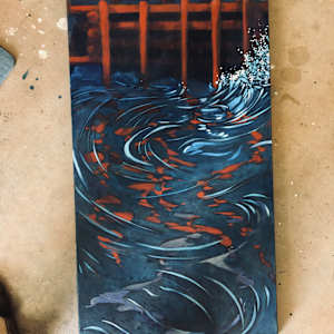 Night Dock Waves by Karen Phillips~Curran 