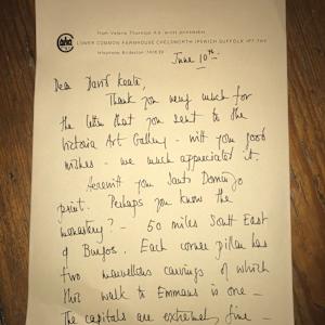 Santo Domingo de Silos by Valerie Thornton  Image: Letter from the artist concerning the print. Dated June 10th, no year.