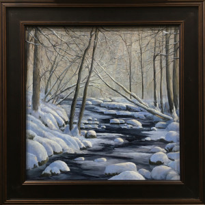 Snowy Woodland Stream by Thomas Waters 