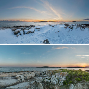 Deer Point- Sunset Winter and Summer by Richard  Hackel
