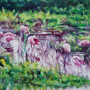 Spoonbills (Unfinished) by Jessica Monroe Fine Art 