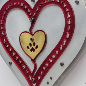 your heart in mine (brass paw-red acrylic) by Angela Ridgway 