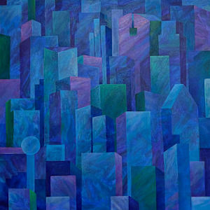 Skyline (Blues and Purples) by Mari Pohlman, Image 1.