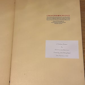 A Christmas Sermon by John Henry Nash, Robert Louis Stevenson 