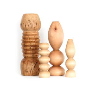 Hand worked Wood Candle Holders by Sebastien Pochan 