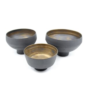 Black and Bronze Ceramic Bowls by Lilith Rockett 