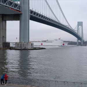 U.S.N.S. Comfort, Verrazano Bridge, Brooklyn, New York by An-My Lê