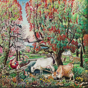 Woman in Red by the Stream by McKendree Robbins Long