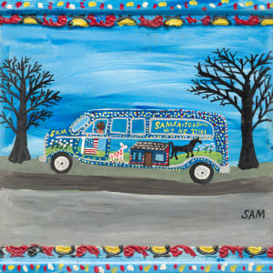 Unknown title (Van in winter landscape) by Sam McMillan