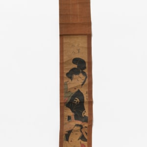 Japanese Scroll Depicting Samurai and Courtesan, Edo Period by Kikugawa Eizan