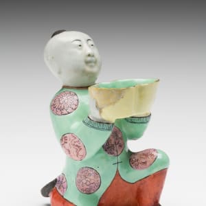 Famille Rose Water Dropper in Shape of Kneeling Boy, Qing Dynasty by Unknown
