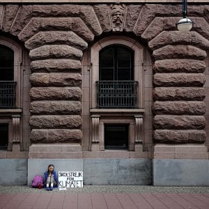 Greta Thunberg's first school strike for Climate, outside the Swedish Parliament, August 20, 2018 by Adam Karls Johansson