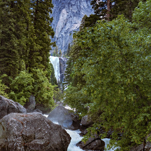 From John Muir Trail, Merced River, Vernal Falls and Liberty Cap by Rodney Buxton