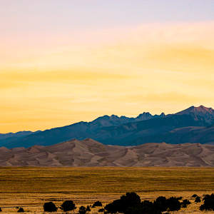Great Sand Dunes and Sangre de Christo Mountains October Sunrise by Rodney Buxton, Image 1.