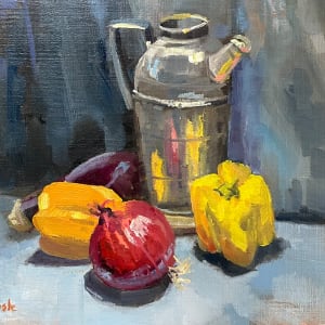 peppers onion and urn by Elaine Lisle