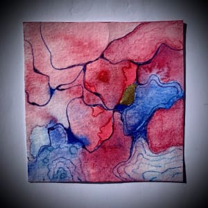 “Mingled with Tears” Triptych by Erika Koenig-Workman  Image: A resolution of sorts becomes a clearing in the mind. I used neurographic methods to make connections.