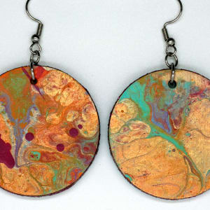 Gold Round Earrings and Mini-Painting by Luis A. Pagan