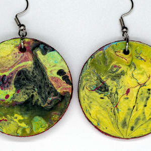 Yellow Round Earrings and Ornament by Luis A. Pagan