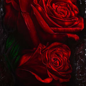 Scarlet Roses Impasto by James Norman Paukert  Image: Special home & garden show price till 2/11/24 
