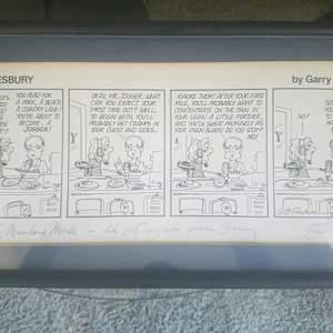 "Suddenly you begin to vomit." -- signed by Garry Trudeau, Image 1.