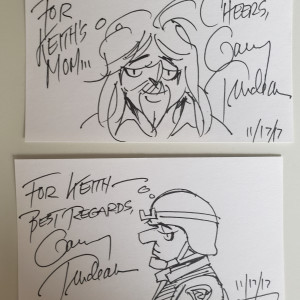Personalized and signed "Zonker and BD" sketches by Garry Trudeau
