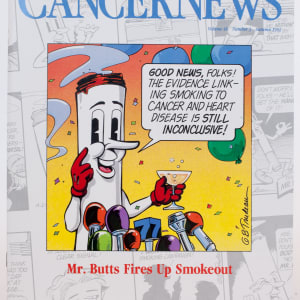 "Cancer News - Mr. Butts Fires Up Smokehouse" by Garry Trudeau