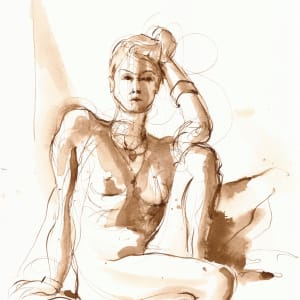Seated Figure Gesture Leaning Arm on Knee by Michelle Arnold Paine