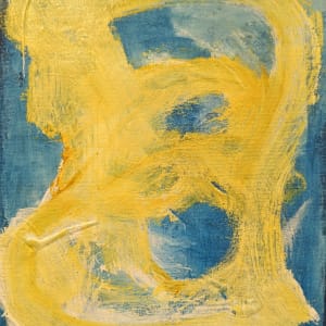 yellow blue small work framed metal frame 2024 aoh by Anniek Verholt