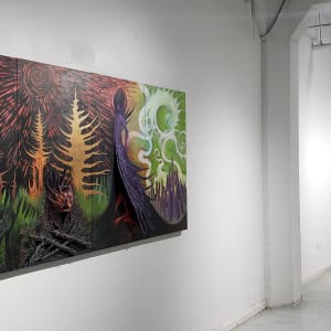 Otherscape by Lydia Burris  Image: Otherscape hanging in a gallery space at the Zhou B art center in Chicago IL.